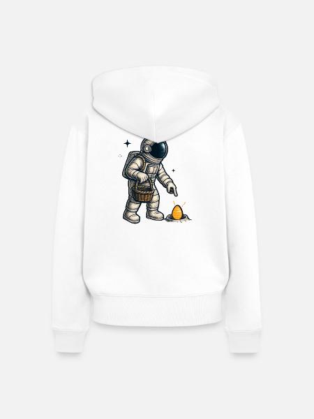 Astronauten-Ei Erkundung - Frauen Premium Bio Zip Hoodie - Weiß