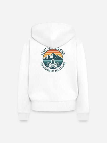 Berge rufen Patch - Frauen Premium Bio Zip Hoodie - Weiß