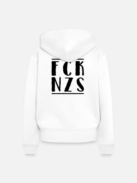 Fck Nzs - Frauen Premium Bio Zip Hoodie - Weiß