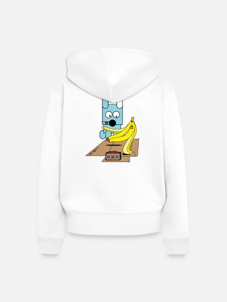 Bananen-Boogie-Welpe - Frauen Premium Bio Zip Hoodie - Weiß