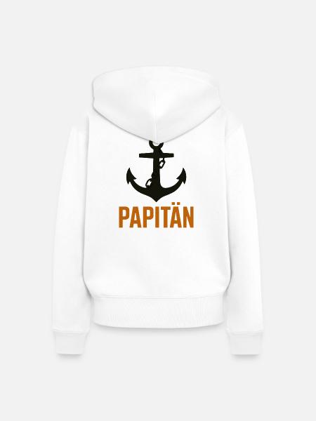 Anker Kapitän Papitän - Frauen Premium Bio Zip Hoodie - Weiß