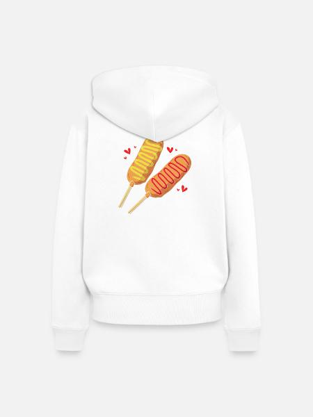 Corn Dog - Frauen Premium Bio Zip Hoodie - Weiß