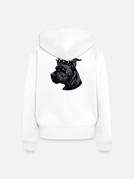 Great Dane Hund Krone - Frauen Premium Bio Zip Hoodie - Weiß