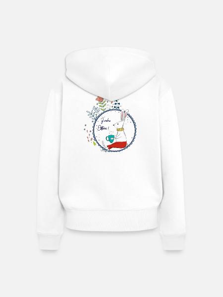 Osterhase mit Teetasse - Frauen Premium Bio Zip Hoodie - Weiß