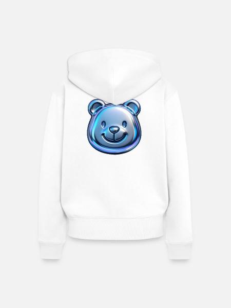 Süßer Bär mit metallischen Reflexionen - Frauen Premium Bio Zip Hoodie - Weiß