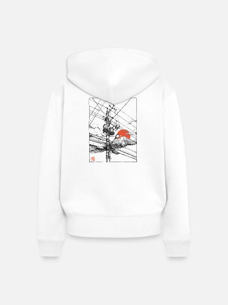 Japan Fuji Powerlines - Frauen Premium Bio Zip Hoodie - Weiß