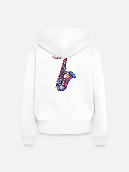 Neon-Saxophon Farbspektrum - Frauen Premium Bio Zip Hoodie - Weiß