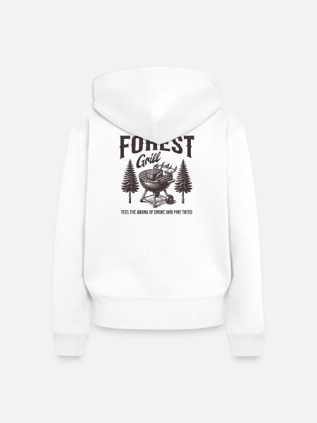 Forest Grill Holzaromen - Frauen Premium Bio Zip Hoodie - Weiß