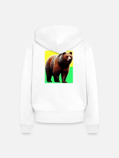 Bär - Frauen Premium Bio Zip Hoodie - Weiß