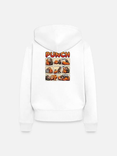 Affenbaby Punch - Frauen Premium Bio Zip Hoodie - Weiß