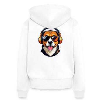 Hund mit Kopfhörer Beat Dog cooles Aussie Motiv - Frauen Premium Bio Zip Hoodie - Weiß - Hinten - AI Model Female 172 light (172cm)