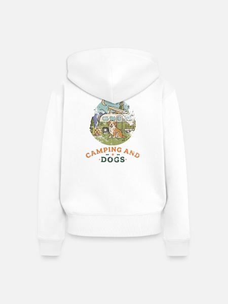 Camping And Dogs - Frauen Premium Bio Zip Hoodie - Weiß