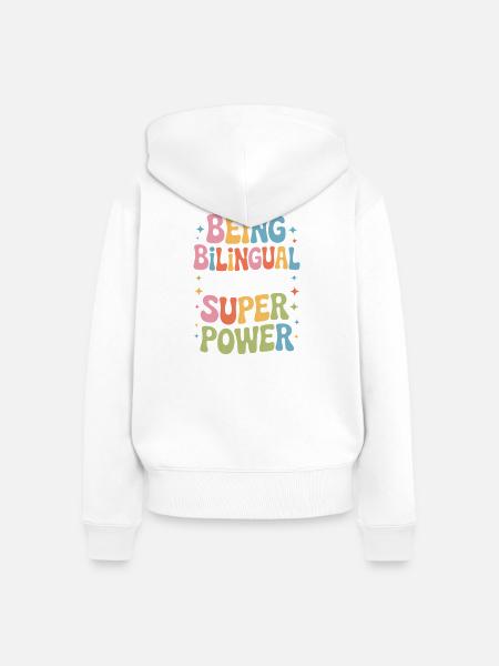 Fremdsprache Sprüche Lustige Fremdsprache Geschenk - Frauen Premium Bio Zip Hoodie - Weiß