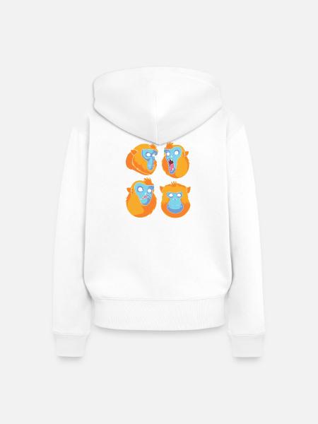 Stupsnasenaffe Affe Schimpanse - Frauen Premium Bio Zip Hoodie - Weiß