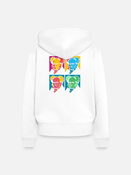 Schopenhauer Pop-Art-Porträtblock - Frauen Premium Bio Zip Hoodie - Weiß
