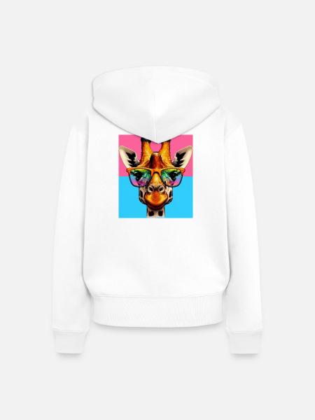 Giraffe - Frauen Premium Bio Zip Hoodie - Weiß