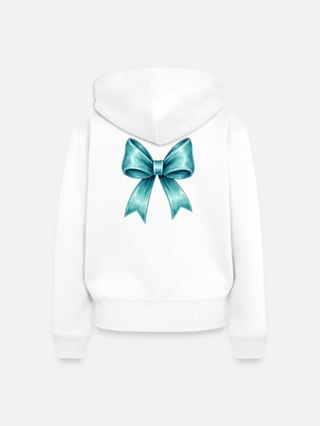 Türkisfarbene Schleife - Frauen Premium Bio Zip Hoodie - Weiß