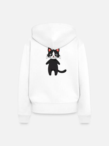 Schwarze Katze - Frauen Premium Bio Zip Hoodie - Weiß