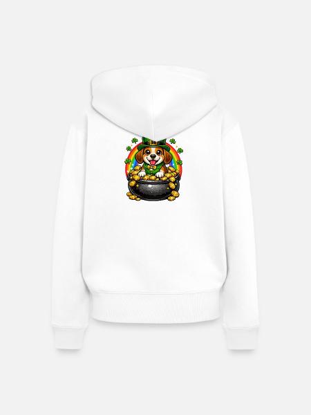 Beagle Leprechaun St. Patricks Day - Frauen Premium Bio Zip Hoodie - Weiß