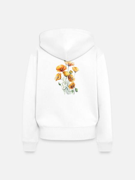 Mohn - Frauen Premium Bio Zip Hoodie - Weiß