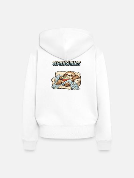 Faultier Serienchiller Spruch Faulenzer - Frauen Premium Bio Zip Hoodie - Weiß