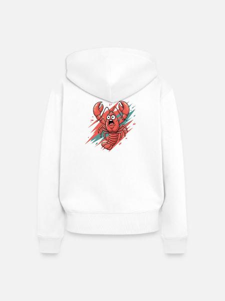 Aufgeregter Hummer Cartoon - Frauen Premium Bio Zip Hoodie - Weiß