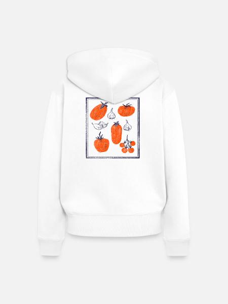 Tomaten Zwiebeln Knoblauch Muster - Frauen Premium Bio Zip Hoodie - Weiß
