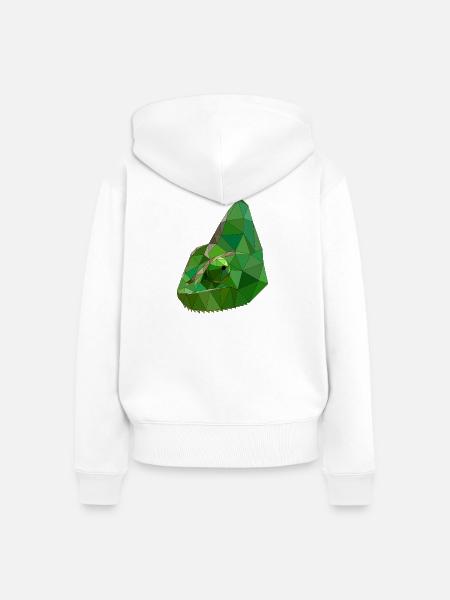 Low Poly Chameleon Geometric Art - Frauen Premium Bio Zip Hoodie - Weiß