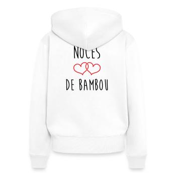 Bambushochzeit 79 Jahre Ehe - Frauen Premium Bio Zip Hoodie - Weiß - Hinten - AI Model Female 172 light (172cm)