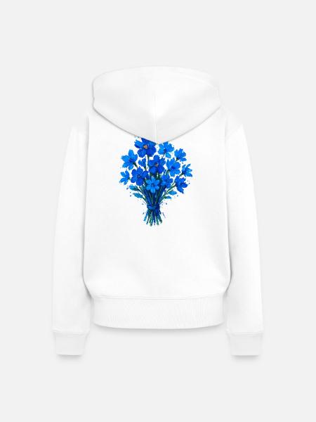Blaues Aquarellbouquet - Frauen Premium Bio Zip Hoodie - Weiß