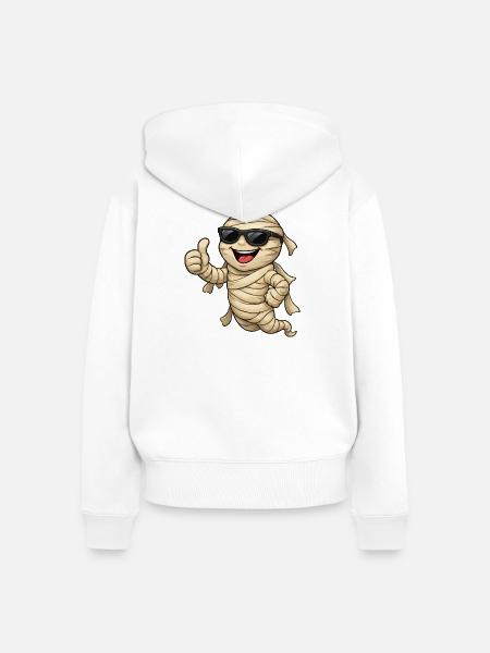 Coole Mumie mit Sonnenbrille - Frauen Premium Bio Zip Hoodie - Weiß
