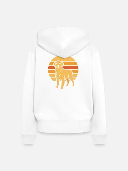 Hund Retro Sunset Flat Icon - Frauen Premium Bio Zip Hoodie - Weiß
