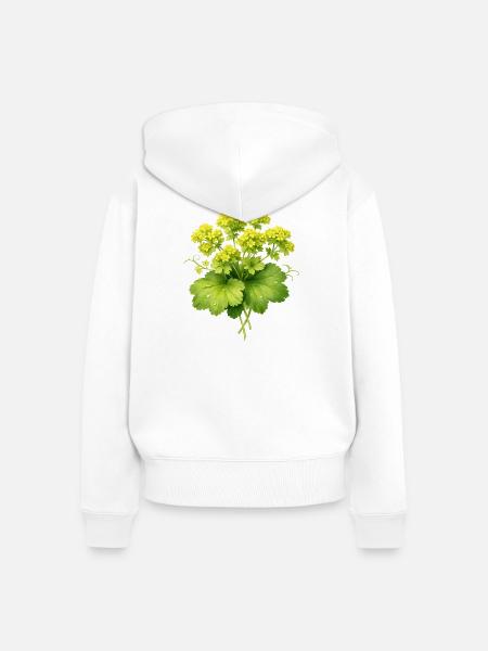 Frauenmantel Pflanze mit Blüten  - Frauen Premium Bio Zip Hoodie - Weiß
