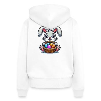 Osterhase mit bunten Eiern - Frauen Premium Bio Zip Hoodie - Weiß - Hinten - AI Model Female 172 light (172cm)
