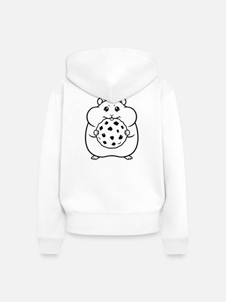 Hamster Keks Cookie Outline - Frauen Premium Bio Zip Hoodie - Weiß
