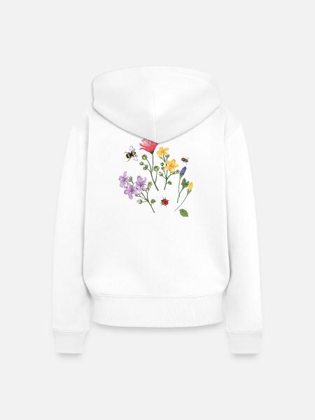 Blumenwiese - Frauen Premium Bio Zip Hoodie - Weiß