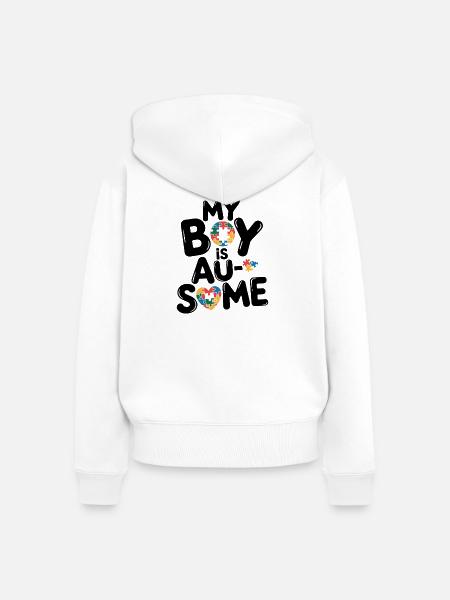 Regenbogen Puzzleherz Kreis Autism Awareness - Frauen Premium Bio Zip Hoodie - Weiß