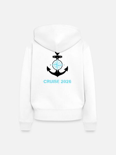 Anker Kompass Cruise 2026 Logo - Frauen Premium Bio Zip Hoodie - Weiß