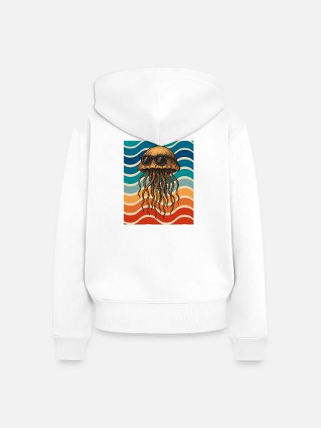 Jellyfish Sonnenbrille Strand - Frauen Premium Bio Zip Hoodie - Weiß