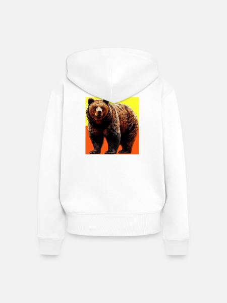 Bär - Frauen Premium Bio Zip Hoodie - Weiß