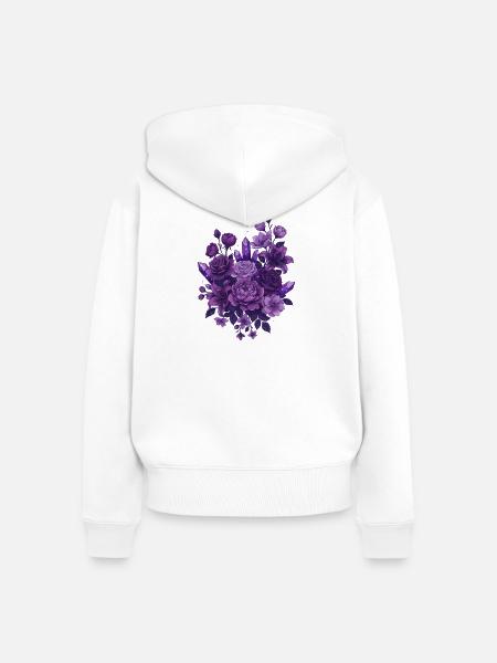 Violette Kristallblumenstrauß - Frauen Premium Bio Zip Hoodie - Weiß