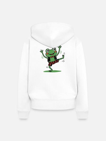Tanzender Frosch im Anzug - Frauen Premium Bio Zip Hoodie - Weiß