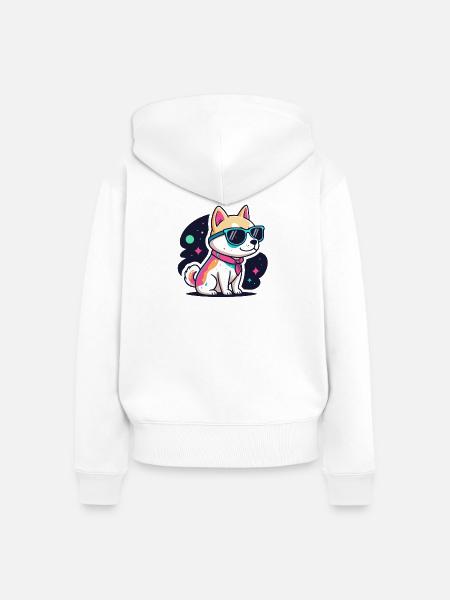 Hund Astral Neonbrille - Frauen Premium Bio Zip Hoodie - Weiß