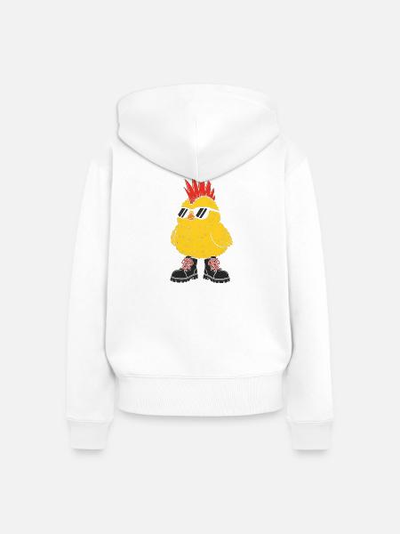 Punkküken mit Sonnenbrille - Frauen Premium Bio Zip Hoodie - Weiß
