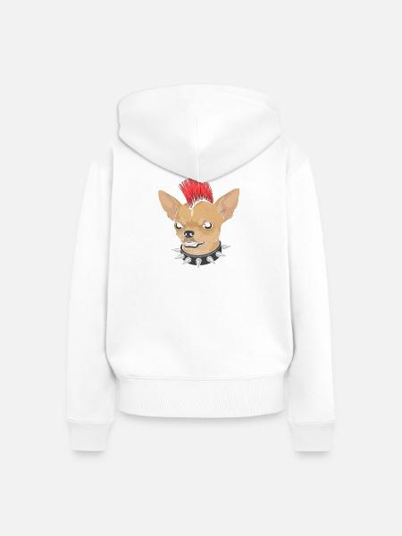 Punk-Chihuahua Mohawk - Frauen Premium Bio Zip Hoodie - Weiß