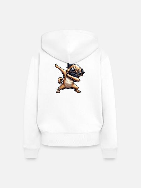 Dab-Hund mit Sonnenbrille - Frauen Premium Bio Zip Hoodie - Weiß