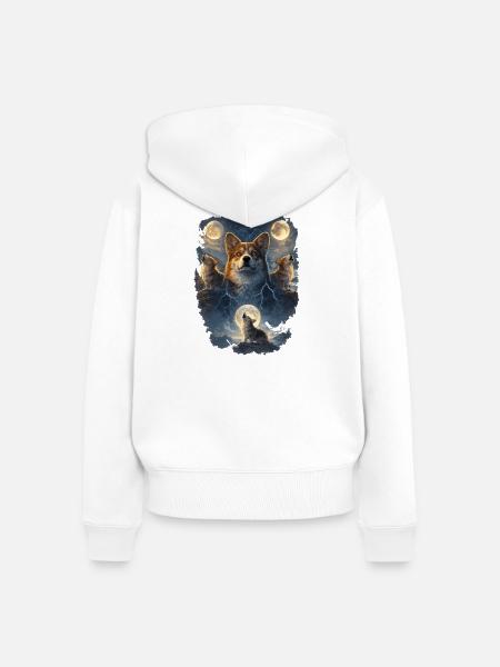 Dreimonde Corgi. - Frauen Premium Bio Zip Hoodie - Weiß