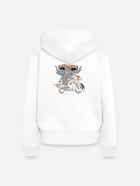 Elefanten-Duo auf Motorradabenteuer - Frauen Premium Bio Zip Hoodie - Weiß