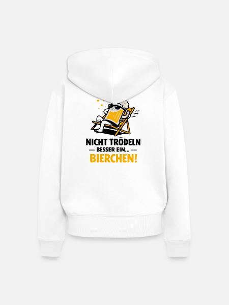 Bierchen Lounge: Feierabend-Motiv - Frauen Premium Bio Zip Hoodie - Weiß