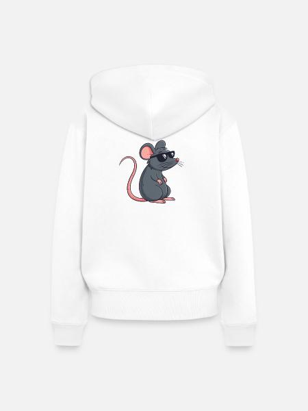 Ratten-Stilvolle Dunkle Brille - Frauen Premium Bio Zip Hoodie - Weiß